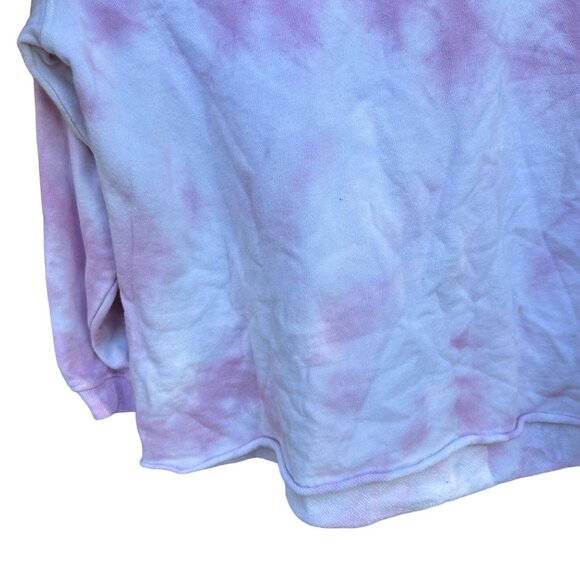 Mighty Fine “Je T’aime” Pink Tie Dye Oversized Crop Sweatshirt Size XS - Picture 6 of 12